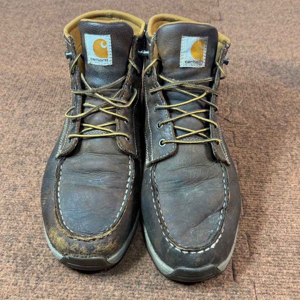 Carhartt Men Lightweight Wedge Chukka Work Boots Brown Leather Size 12W CMX4023 - Picture 2 of 10